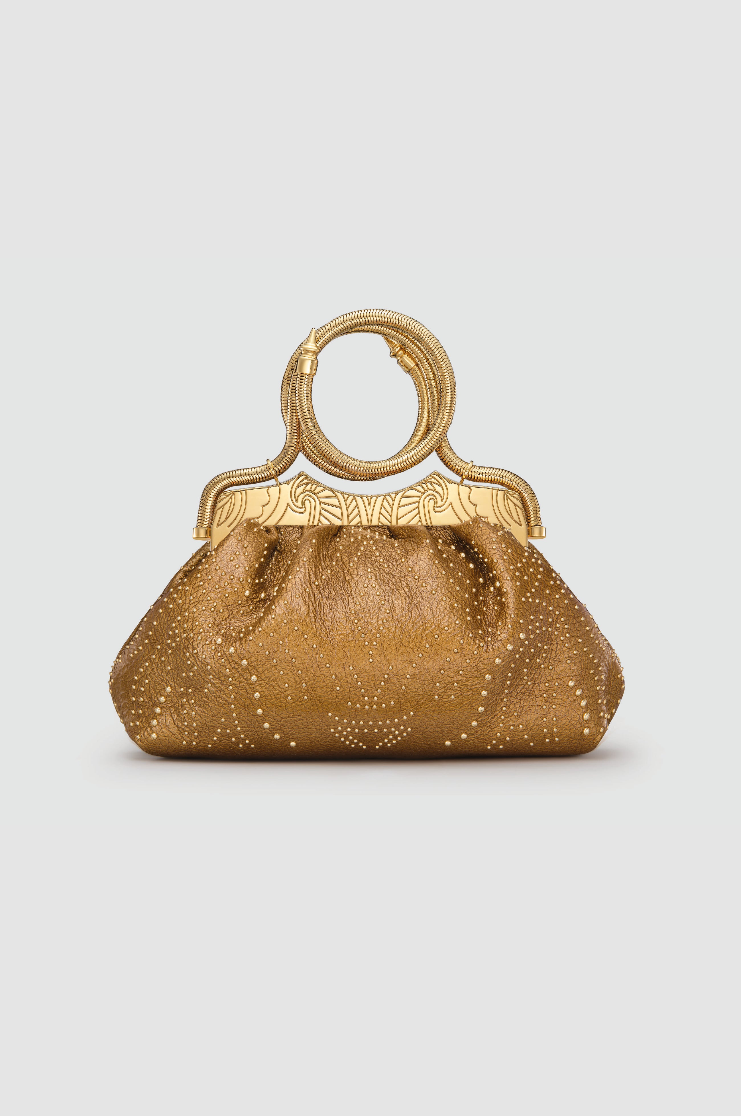 Okhtein Studded Bangle Clutch - Gold Gel - Designer Clutch - Clutch Bags 1