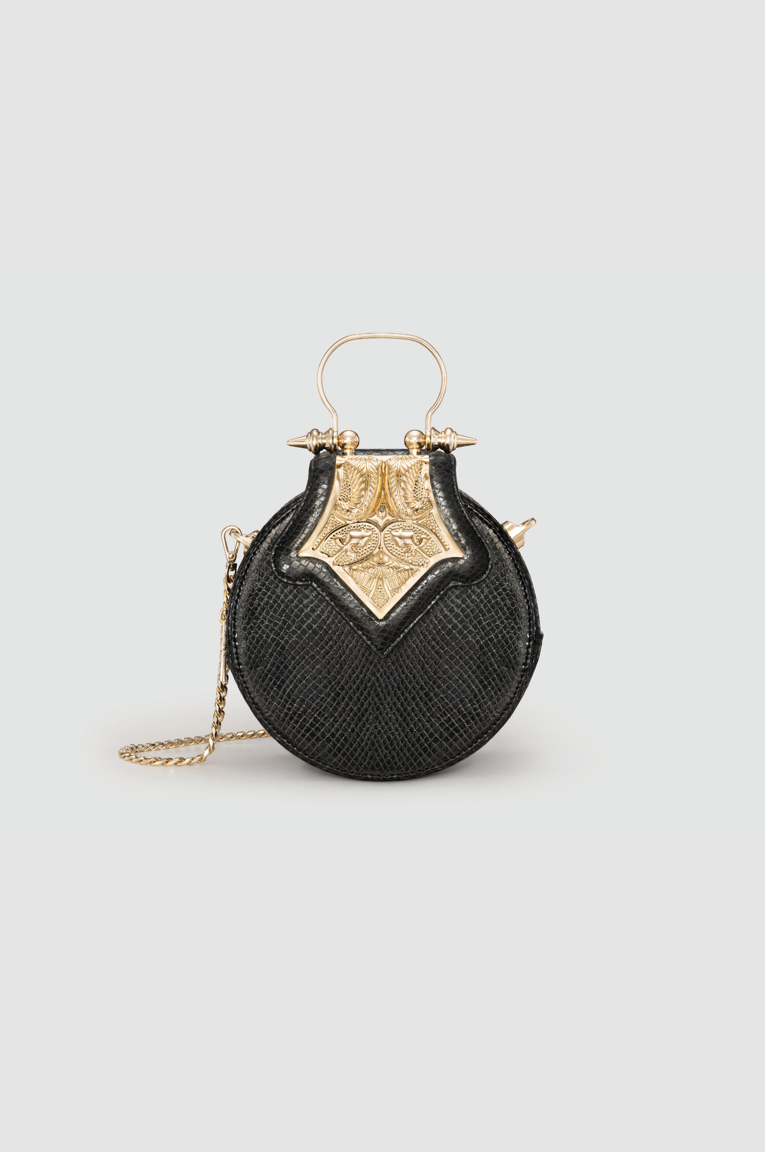 Okhtein Mini Dome - Black Snake - Designer Mini Handbag - Handbags 1