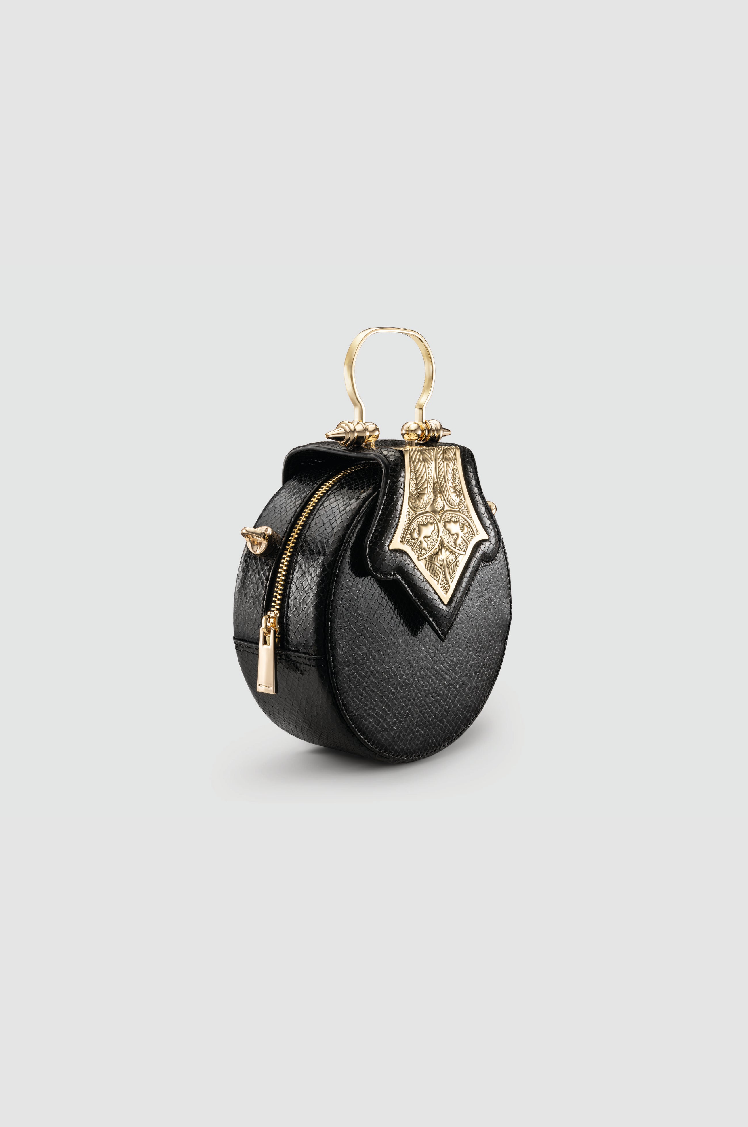 Okhtein Mini Dome - Black Snake - Designer Mini Handbag - Handbags 2
