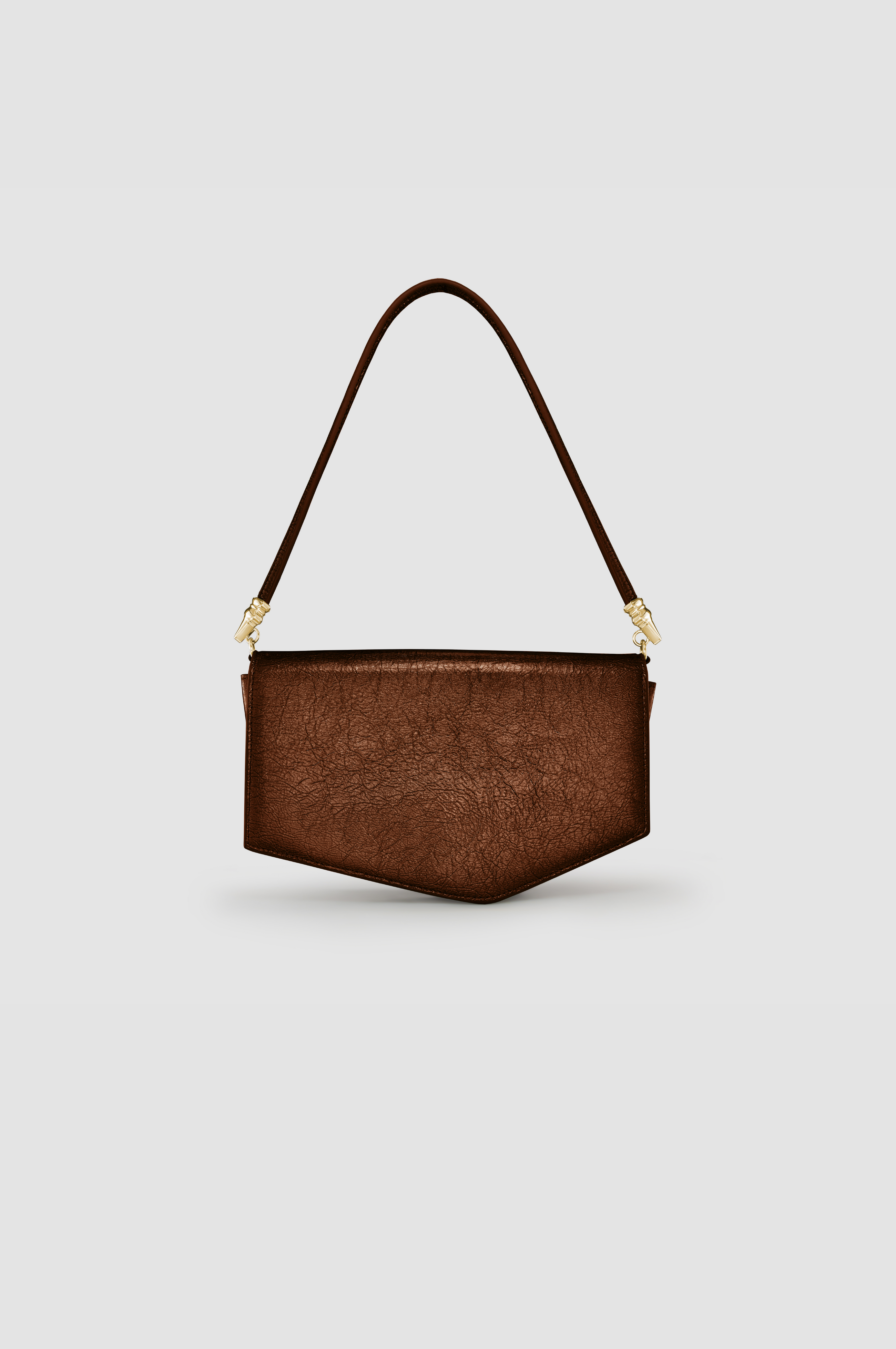 Okhtein Asymmetrical Baguette - Brown Gel - Designer Handbag - Back