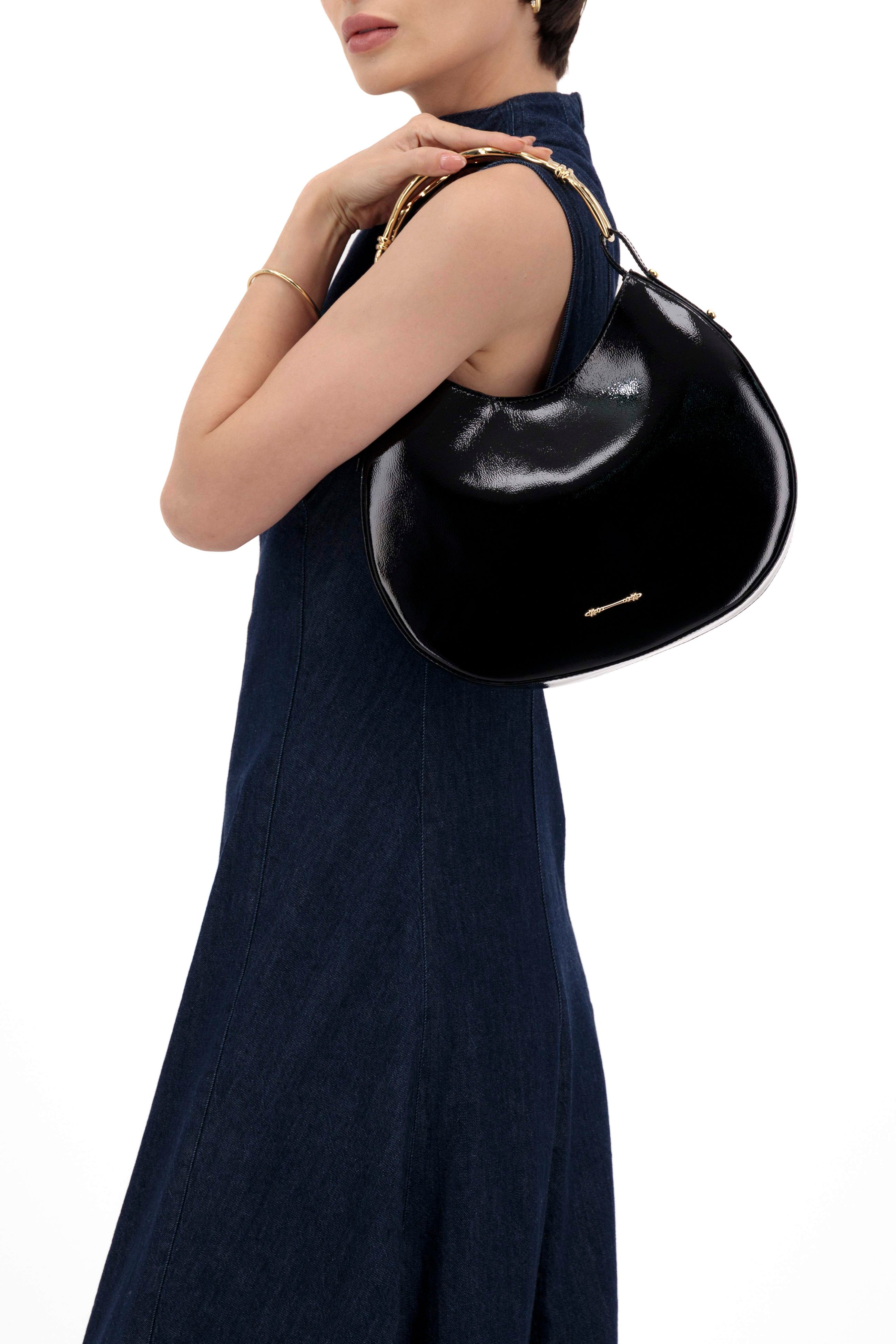 Okhtein Duo Top Handle - Black Patent - Designer Handbag - Handbags 3