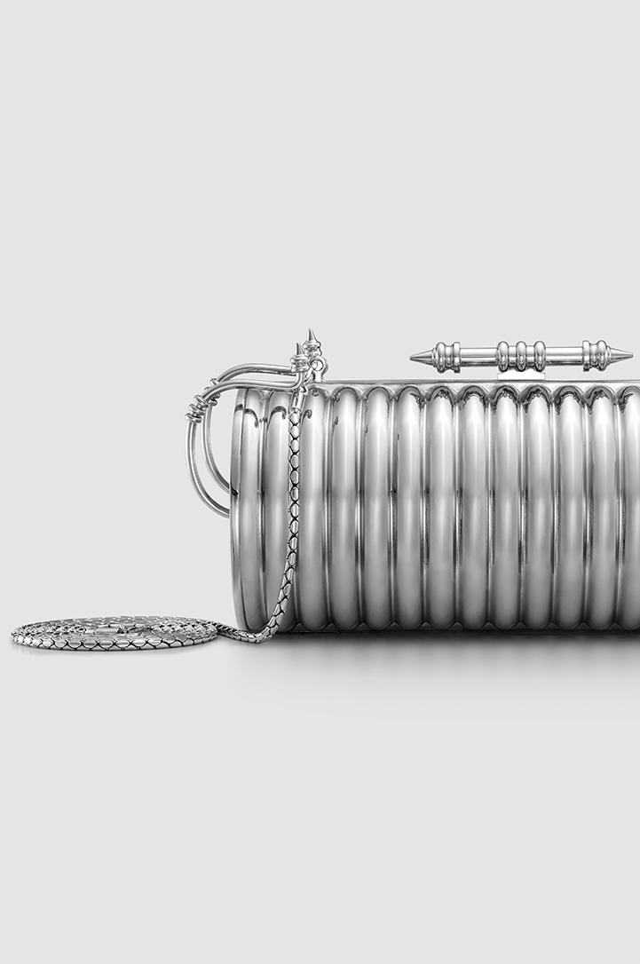 Okhtein Striped Felucca Clutch - Silver - Designer Clutch - Clutch Bags 2