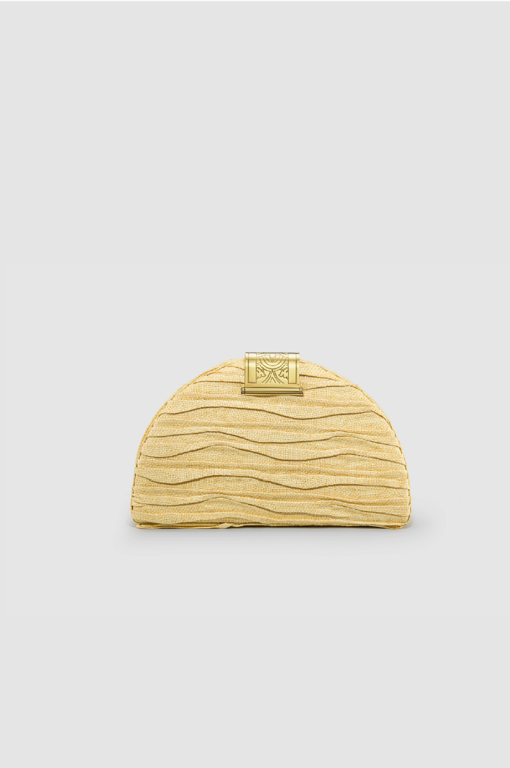 Okhtein Dome Clutch - Beige Raffia - Designer Clutch Bags - Back