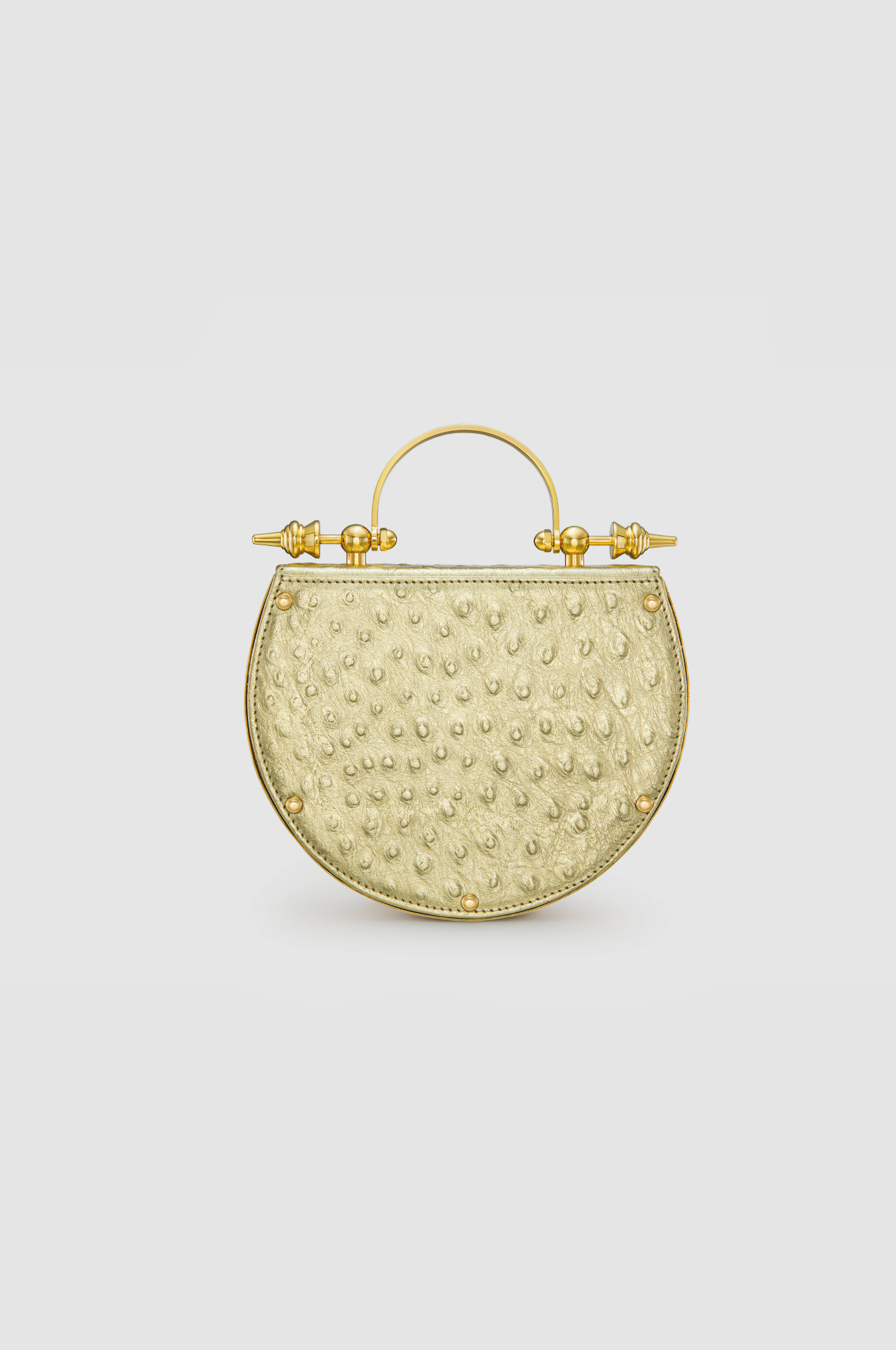 Okhtein Oak on Engraved Brass - Gold Ostrich - Designer Clutch - Handbags 5