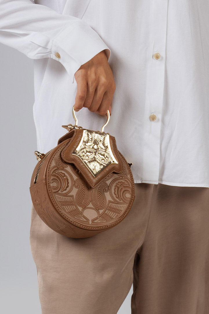 Okhtein Mini Dome Embossed - Corda - Designer Mini Handbag - Handbags 4