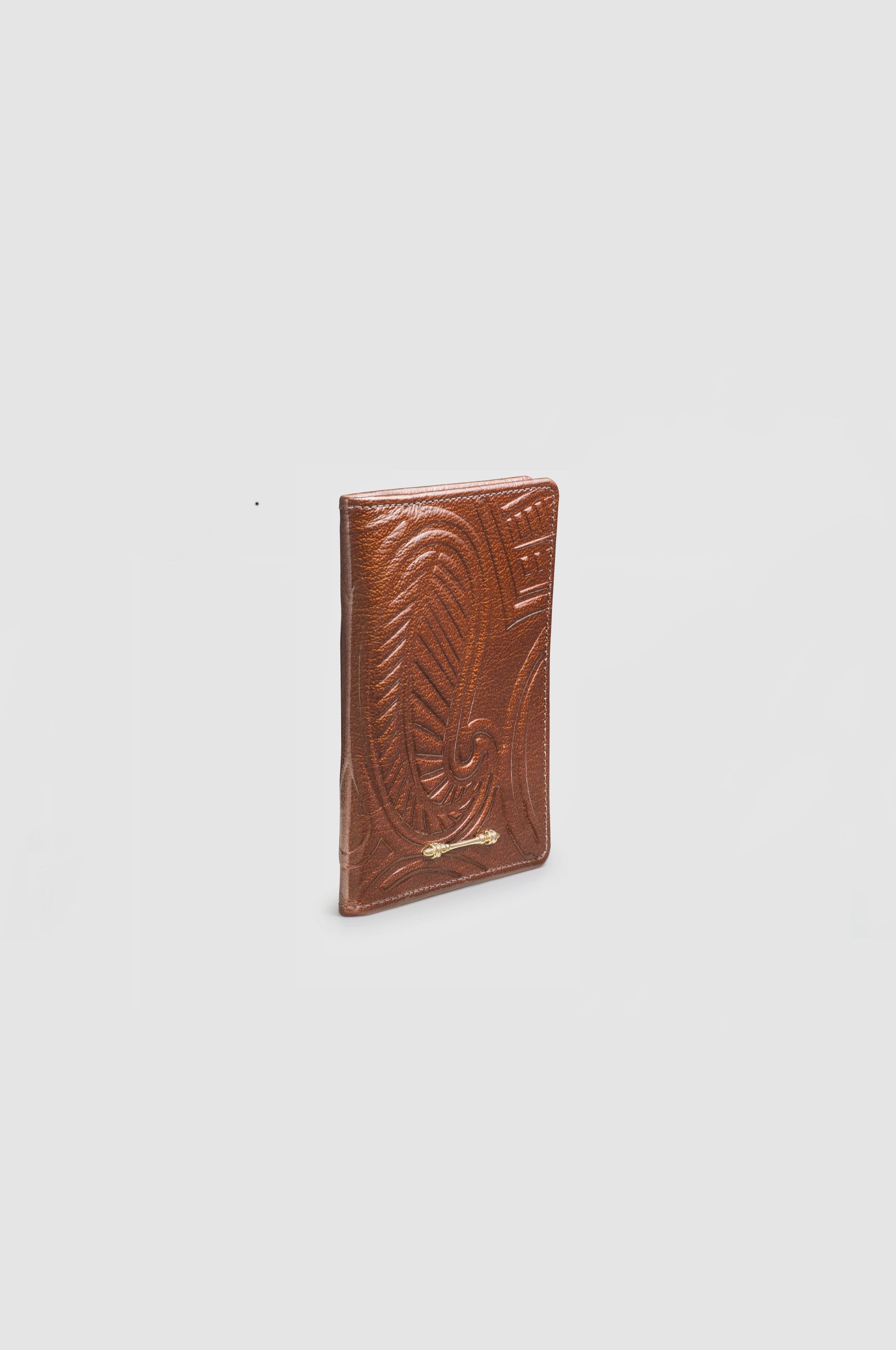 Okhtein Embossed Passport Holder - Brown Gel - Designer Passport Holder - Badge & Pass Holders 2