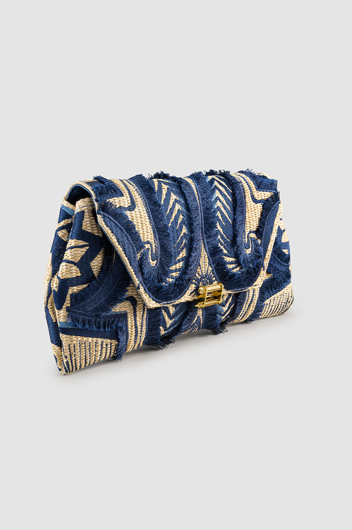 Okhtein Fatima Embroidered Clutch - Blue - Designer Shoulder Bag - Clutch Bags 3