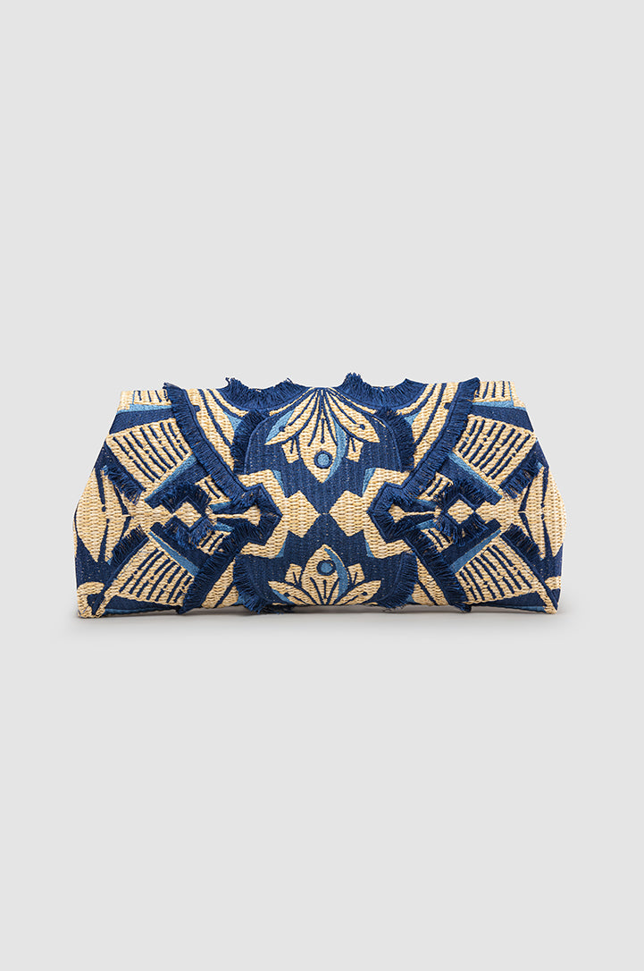 Okhtein Fatima Embroidered Clutch - Blue - Designer Shoulder Bag - Clutch Bags 5