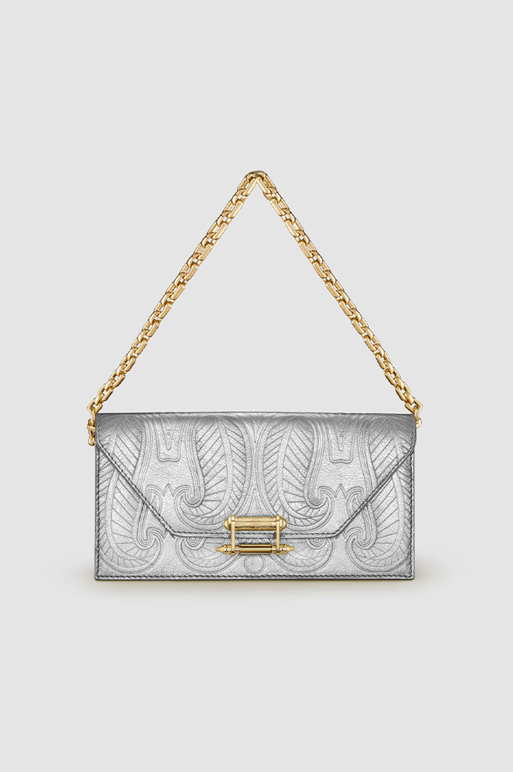 Okhtein Embossed Pochette - Scratched Metallic Embossed - Designer Shoulder Bag - Handbags 1