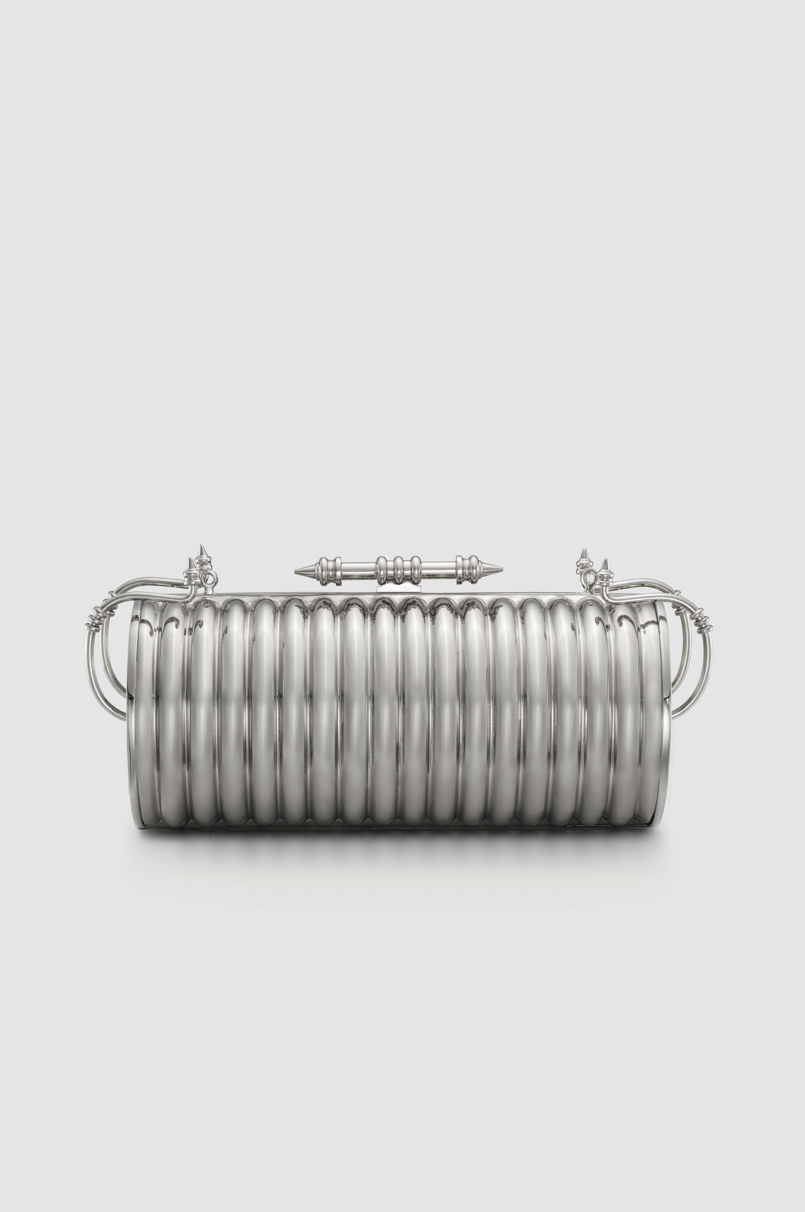Okhtein Striped Felucca Clutch - Silver - Designer Clutch - Clutch Bags 1