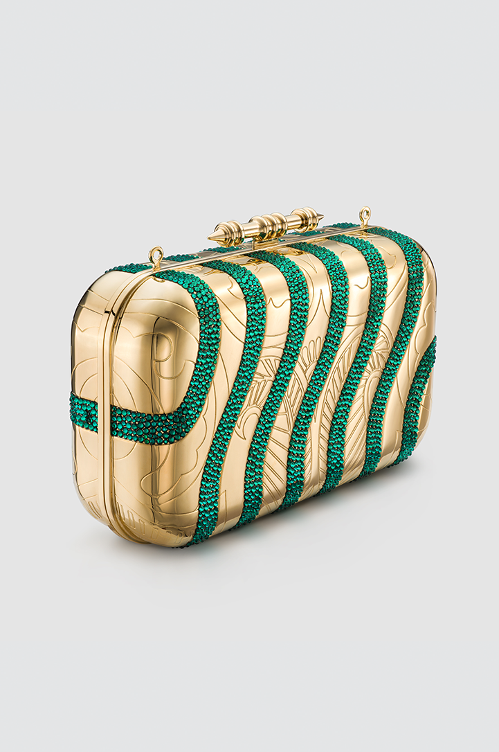 Swarovski Sahra Clutch Green Swarovski Designer Clutch OKHTEIN