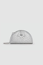 Okhtein Dome Clutch - Silver Ostrich - Designer Clutch Bag