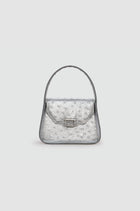 Okhtein Mini Feryel With Lock - Silver Ostrich - Designer Mini Handbag - Handbags 1