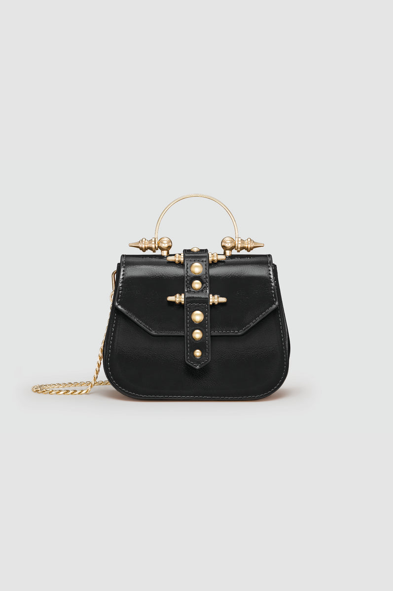 Mini studded - Black Patent - Designer Mini Handbag | OKHTEIN Official ...