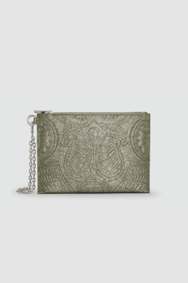 Okhtein Embossed Wrislet Sleeve - Silver Olive Gel - Designer Wrist Bag - Wrist Bags 1