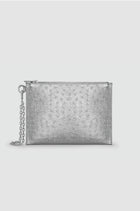 Okhtein Ostrich Wristlet Sleeve - Silver Ostrich - Designer Wrist Bag - Handbags 1