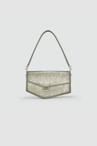 Okhtein Asymmetrical Baguette - Olive Silver Gel - Designer Handbag