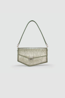 Okhtein Asymmetrical Baguette - Olive Silver Gel - Designer Handbag