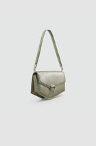 Okhtein Asymmetrical Baguette - Olive Silver Gel - Designer Handbag - Side
