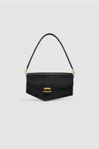 Okhtein Asymmetrical Baguette - Black Patent - Designer Handbag
