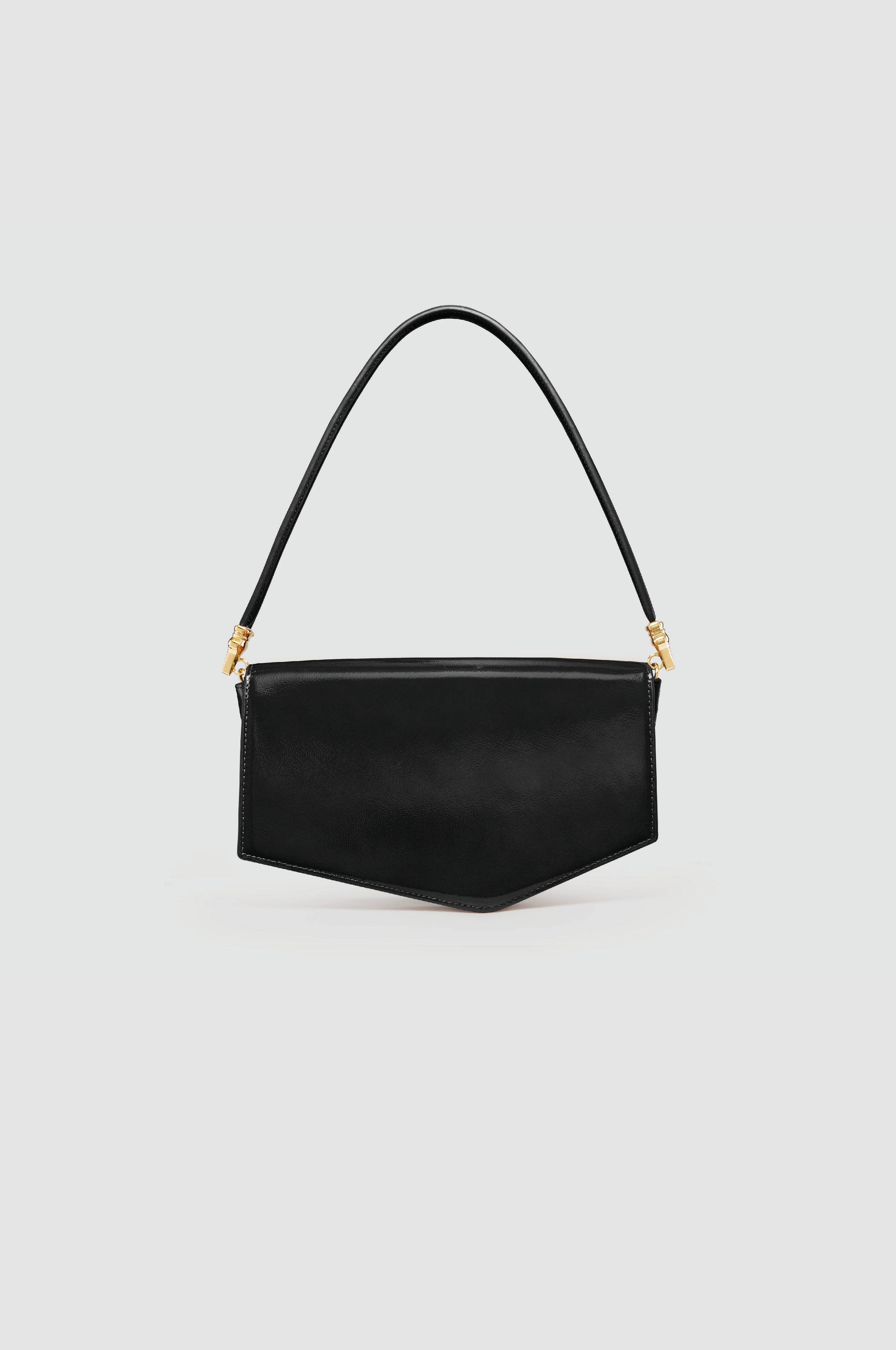 Okhtein Asymmetrical Baguette - Black Patent - Designer Handbag - Back