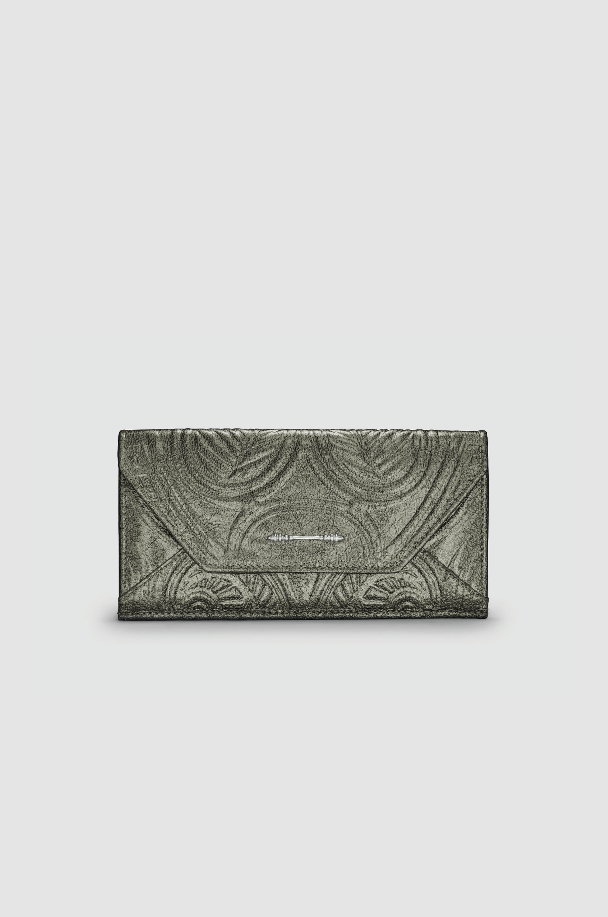 Okhtein Embossed Envelope Wallet - Silver Olive Gel - Designer Wallet - Wallets 1