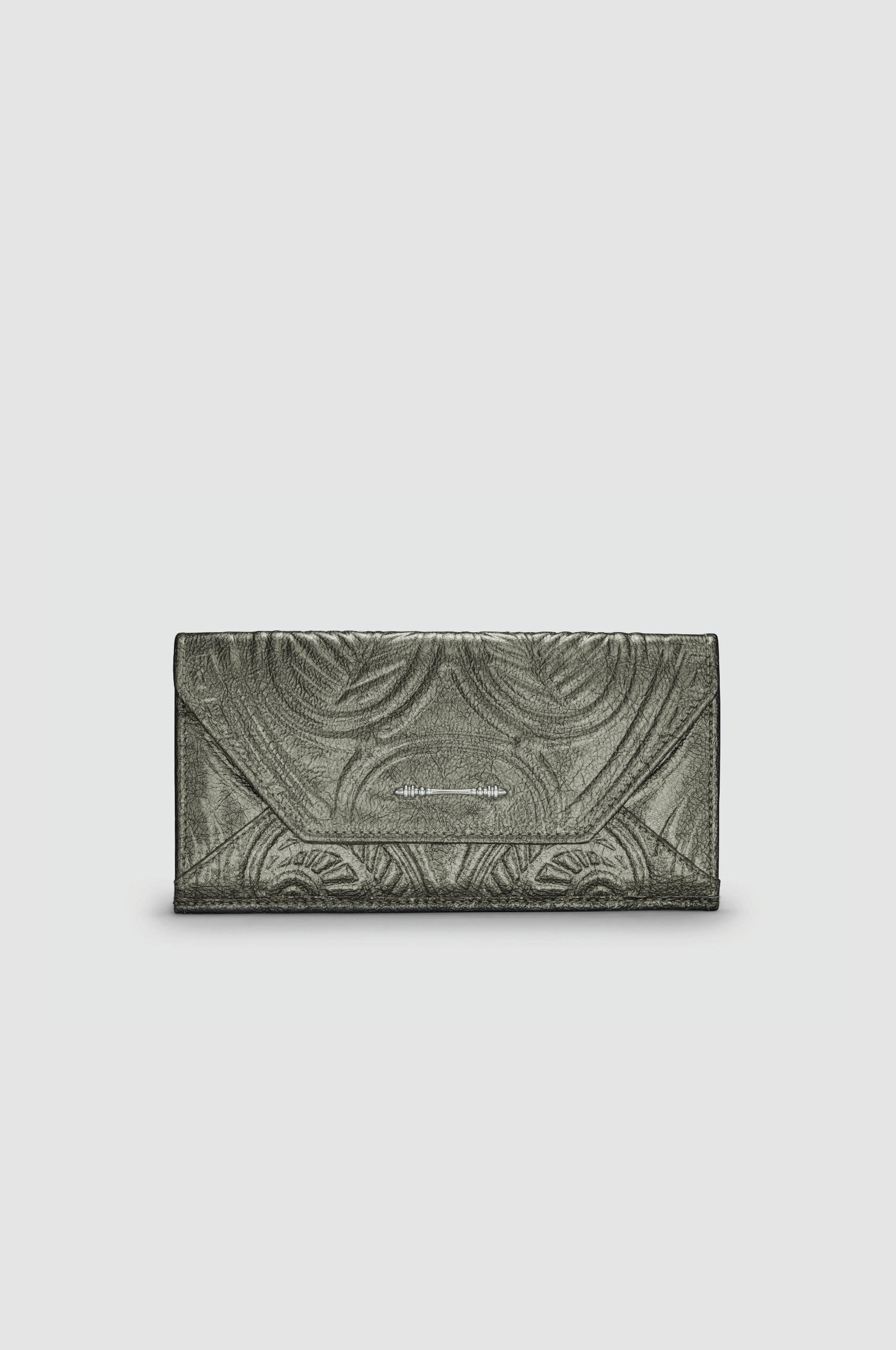 Okhtein Embossed Envelope Wallet - Silver Olive Gel - Designer Wallet - Wallets 1
