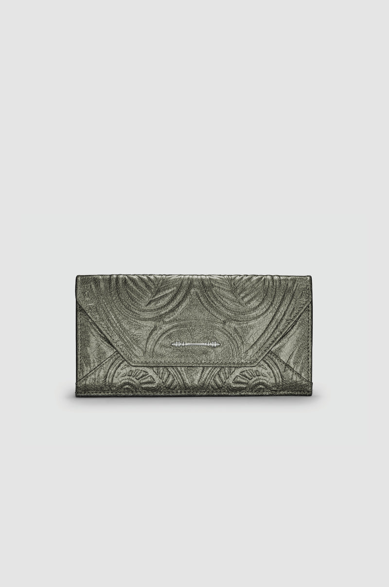 Okhtein Embossed Envelope Wallet - Silver Olive Gel - Designer Wallet - Wallets 1