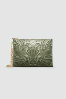 Okhtein Embossed Wrislet Sleeve - Khaki - Designer Wrist Bag - Wrist Bags 1