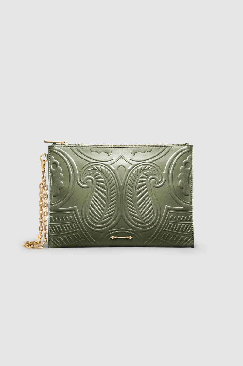 Okhtein Embossed Wrislet Sleeve - Khaki - Designer Wrist Bag - Wrist Bags 1