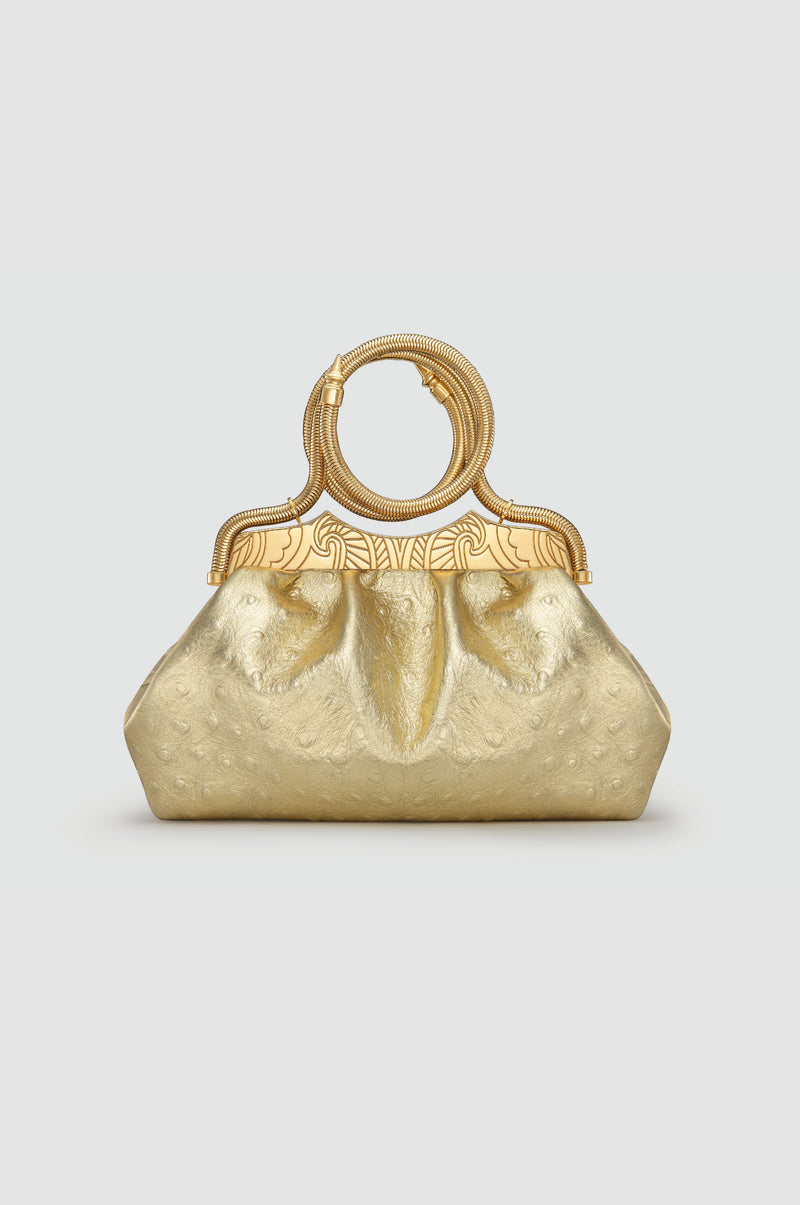 Okhtein Bangle Clutch - Gold Ostrich - Designer Clutch - Clutch Bags 1