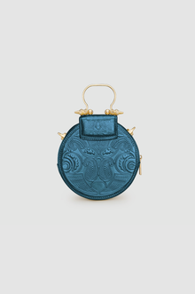 Okhtein Mini Dome Embossed - Metallic Teal - Designer Mini Handbag - Handbags 5