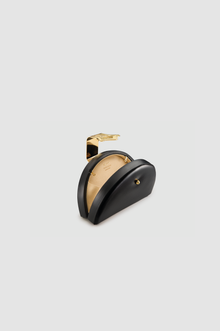 Okhtein Dome Clutch - Metallic Black - Designer Clutch Bag - Open