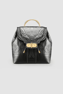 Okhtein Akima Embossed Backpack - Black - Designer Backpack