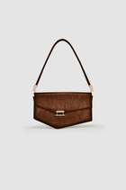 Okhtein Asymmetrical Baguette - Brown Gel - Designer Handbag