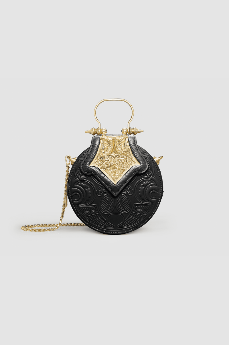 Okhtein Mini Dome Embossed - Black - Designer Mini Handbag - Handbags 1