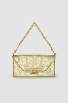 Okhtein Embossed Pochette - Scratched Metallic Gold Embossed - Designer Shoulder Bag - Handbags 1
