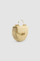 Okhtein Oak on Striped Brass - Gold Raffia - Designer Clutch - Handbags 2