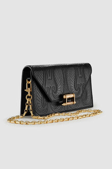 Okhtein Embossed Pochette - Scratched Metallic Black Embossed - Designer Shoulder Bag - Handbags 4