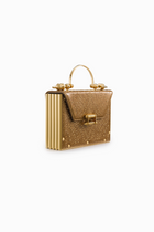 حقيبة Studded Mahogany On Striped Brass