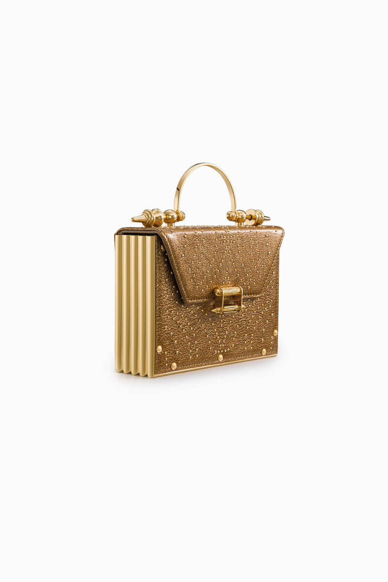 Studded Mahogany on Striped Brass