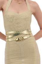 Okhtein MINI CLASSIC BELT OSTRICH - Gold Ostrich - Designer Belt - Belts 3