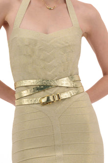 Okhtein MINI CLASSIC BELT OSTRICH - Gold Ostrich - Designer Belt - Belts 3