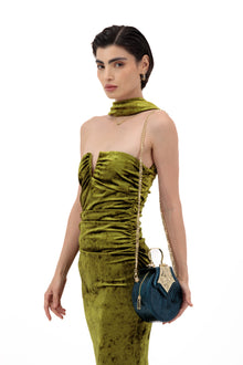 Okhtein Mini Dome Embossed - Metallic Teal - Designer Mini Handbag - Handbags 4