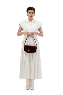 Okhtein Asymmetrical Baguette - Black Patent - Designer Handbag - Total Look