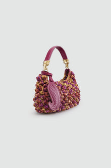 Okhtein Tala HandBag - Plum & Yellow Crochet Raffia - Designer Handbag - Handbags 2
