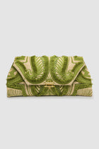 Okhtein Fatima Embroidered Clutch - Khaki - Designer Shoulder Bag - Clutch Bags 1