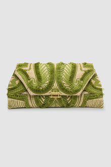Okhtein Fatima Embroidered Clutch - Khaki - Designer Shoulder Bag - Clutch Bags 1