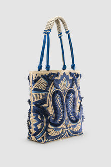 Okhtein Fatima Embroidered Tote - Denim - Designer Shoulder Bag - Shoulder Bags 2