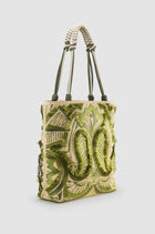 Okhtein Fatima Embroidered Tote - Khaki - Designer Shoulder Bag - Shoulder Bags 3